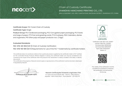 FSC Chain of Custody — Shanghai Hanchang Printing Co., Ltd.