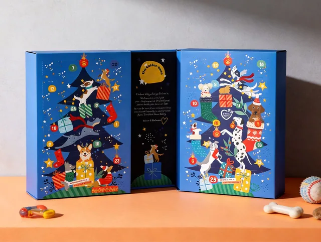 Advent calendar packaging example: DOG THEMED CHRISTMAS ADVENT CALENDAR BOX