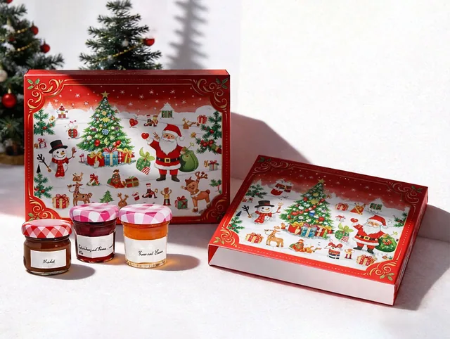 Advent calendar packaging example: FESTIVE JAM ADVENT CALENDAR GIFT BOX