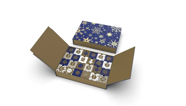 Advent calendar packaging example: BLUE&GOLDEN CHRISTMA CALENDAR BOX