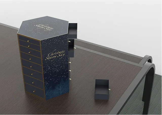 Advent calendar packaging example: CHRISTMAS STARRY SKY CALENDAR BOX