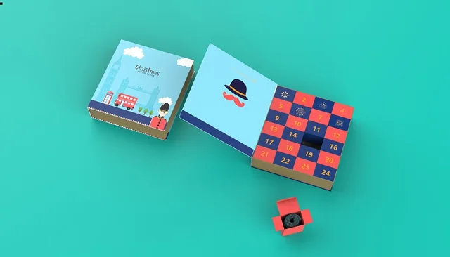Advent calendar packaging example: RED-BLUE ADVENT CALENDAR BOX