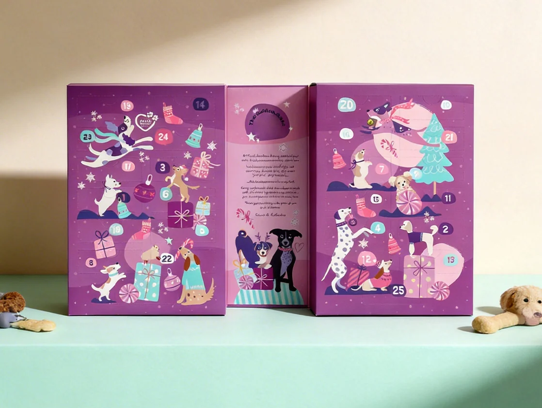 Custom packaging example: Illustrated Dog Advent Calendar Box